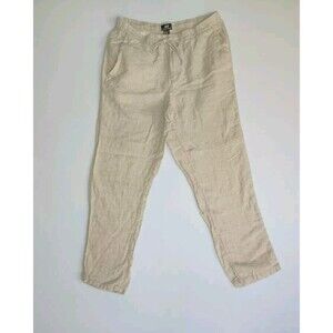 H&M Relaxed Fit Linen Elastic Waist Drawstring Long Women's Pants Size 33R